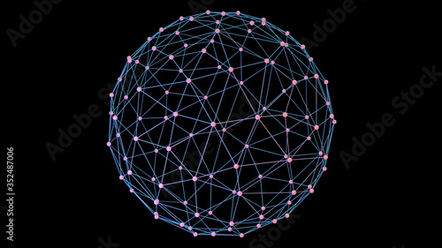 Network with nodes connected. Global network concept