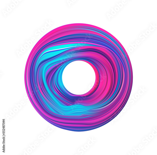 Abstract 3d neon Colored flow shape. Colorful circle liquid of paint.