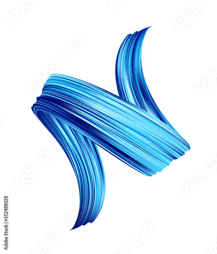 3d realistic blue color brush stroke oil or acrylic paint. Wave Liquid shape. Trendy abstract design