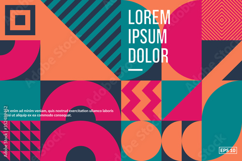Geometric artwork background with simple shape and figure. Swiss modernism. Eps10 vector.