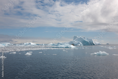 Antarctica landscape with iceberg on a cloudy winter day