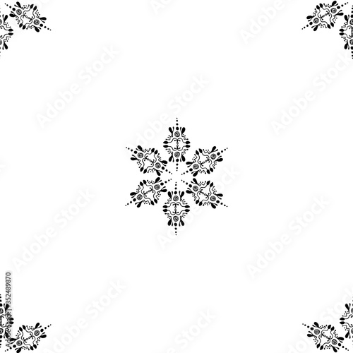 Snowflakes in ethnic style. Seamless pattern