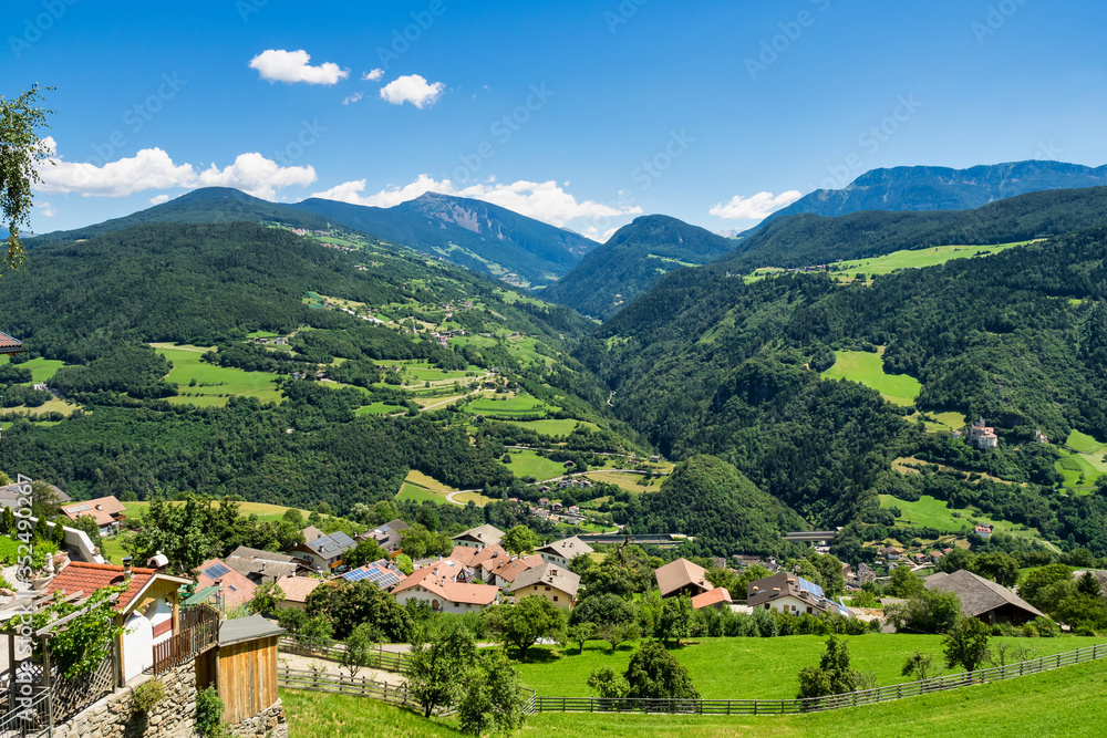 Overlooking the Eisack valley with the villages on the Ritten like Barbian