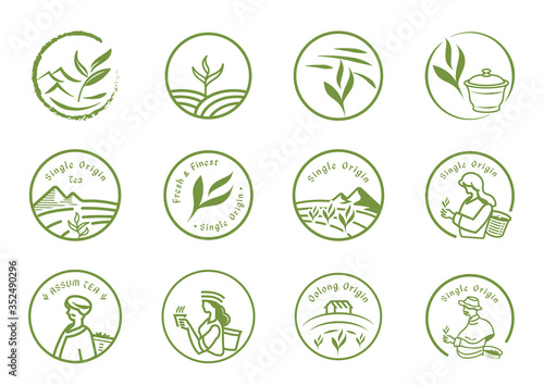 single origin tea logo set