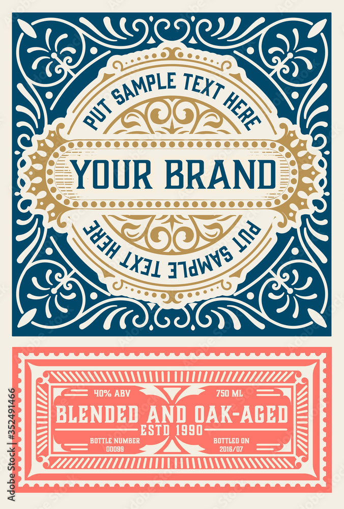 Old label design for Whiskey and Wine label, Restaurant banner, Beer label. Old label design for Whiskey and Wine label, Restaurant banner, Beer label.