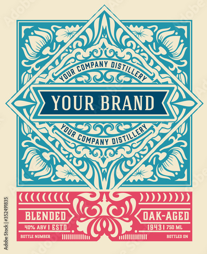 Vintage Gin label. Vector layered