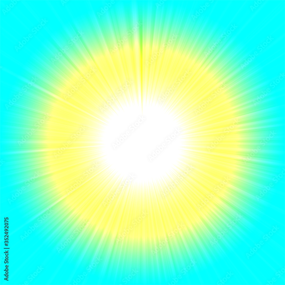 Obraz premium Light emitted from the center. Light explosion. Light of the sun. Glow of light. 背景：集中線 光 爆発 放射 抽象的