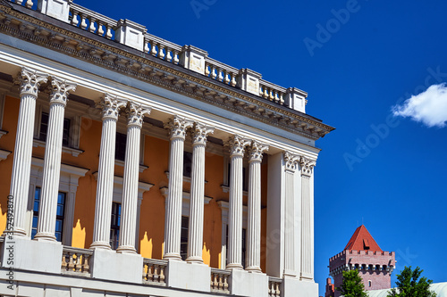 A fragment of a classical facade of the public library of them. Raczynski in Poznan.. photo