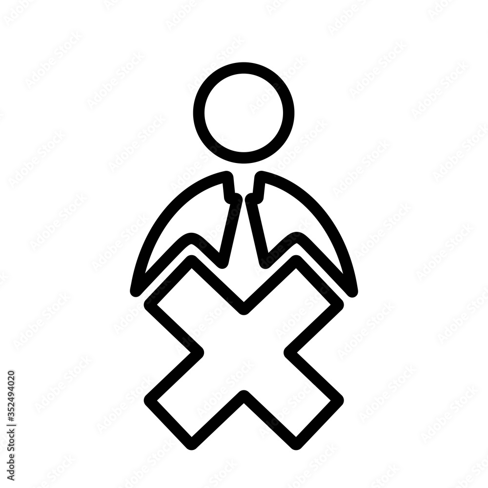 Illustration of employee kicked out of company. Boss firing worker sign. Layoff symbol for modern business concept and web, mobile design. Illustration of employee kicked out of company. Boss firing worker sign. Layoff symbol for modern business concept and web, mobile design.