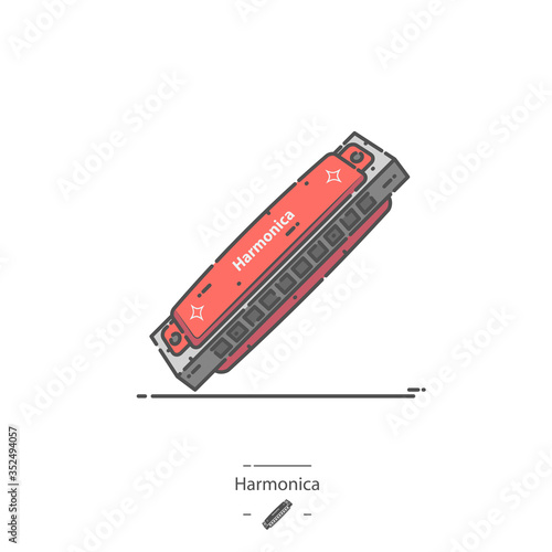 Red Harmonica - Line color icon
