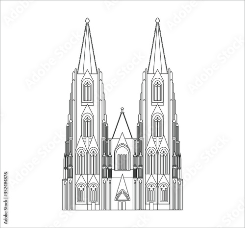 Cologne city cathedral in Germany. Illustration for web and mobile design.