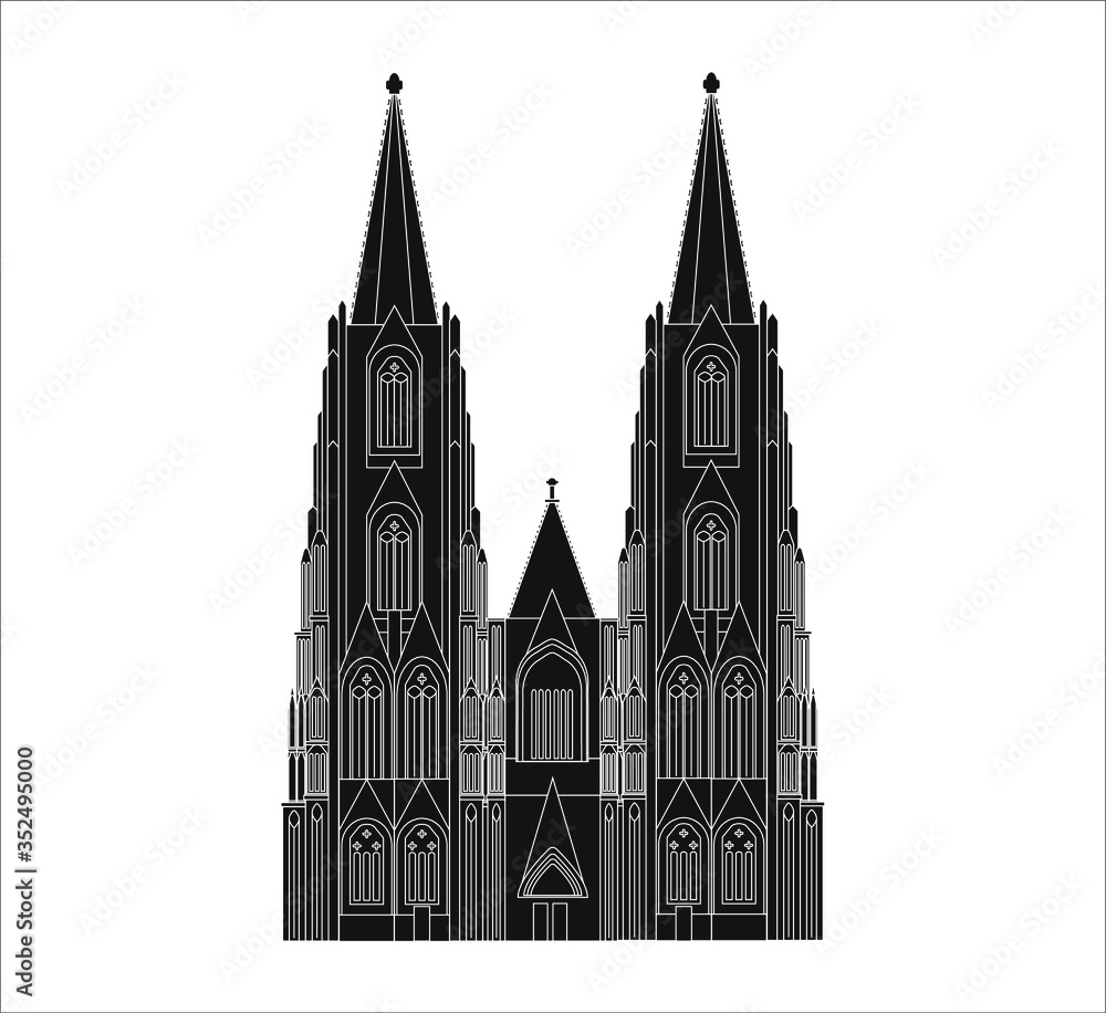 Cologne city cathedral in Germany. Illustration for web and mobile design.