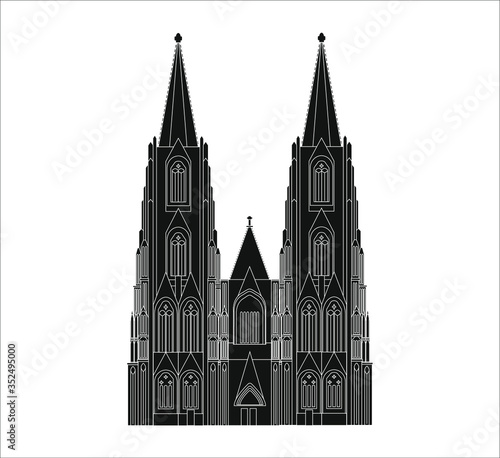 Cologne city cathedral in Germany. Illustration for web and mobile design.