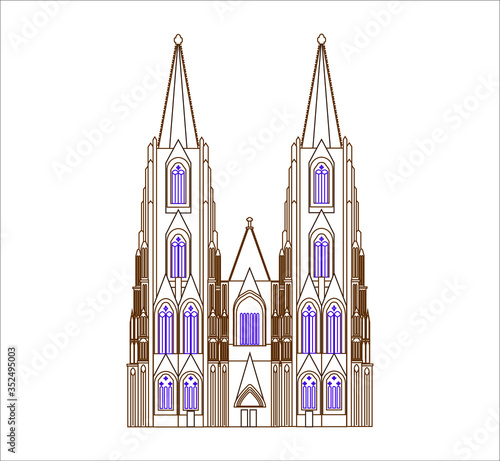 Cologne city cathedral in Germany. Illustration for web and mobile design.