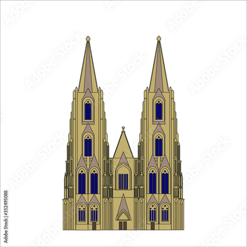 Cologne city cathedral in Germany. Illustration for web and mobile design.