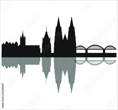 skyline in cologne city in Germany. Illustration for web and mobile design.