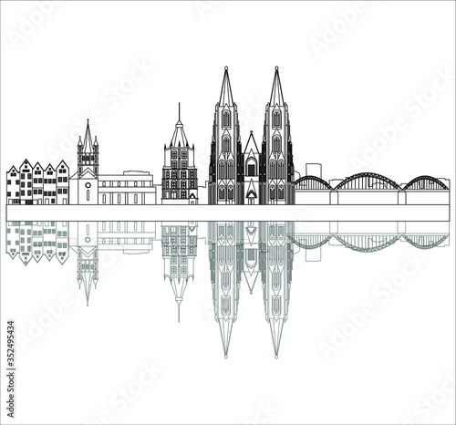 skyline in cologne city in Germany. Illustration for web and mobile design.