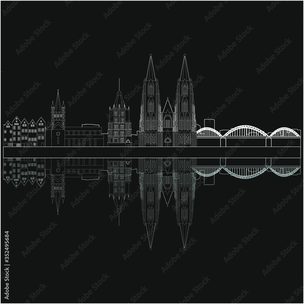 Fototapeta premium skyline in cologne city in Germany. Illustration for web and mobile design.