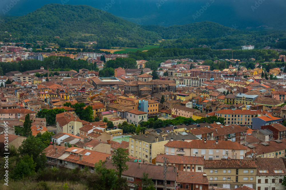 View of the city Olot, Girona, Spain