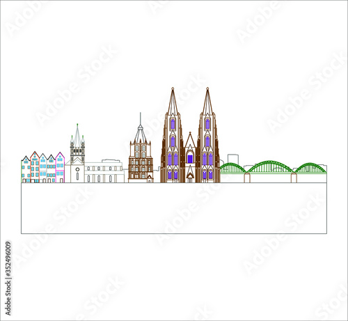 skyline in cologne city in Germany. Illustration for web and mobile design.