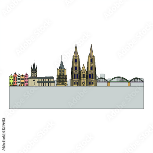 skyline in cologne city in Germany. Illustration for web and mobile design.