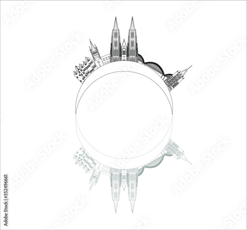 skyline in cologne city in Germany. Illustration for web and mobile design.