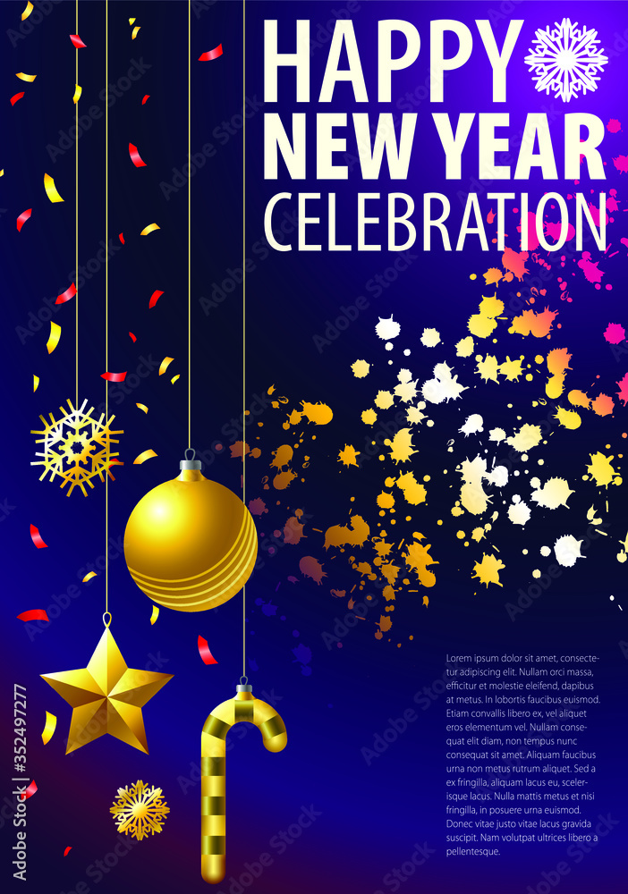 Naklejka premium Greeting blank template for new year on christmas holiday. New Year's accessories, gift boxes and sparks are in the composition.