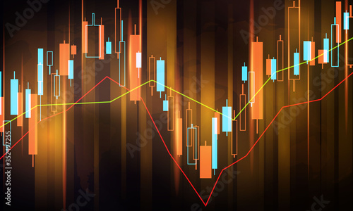 stock market, economic graph with diagrams, business and financial concepts and reports, abstract technology communication concept vector background