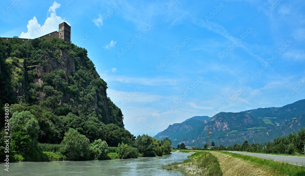 Italy-view on the castle Firmiano and river Adige