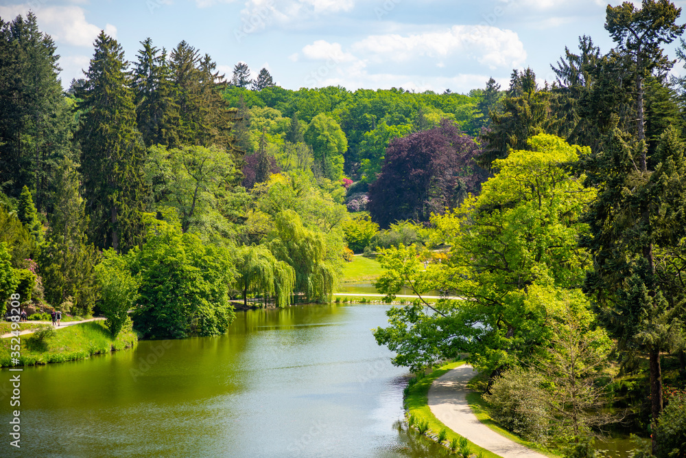 Wonderful nature in spring day in Pruhonice Park near Prague, Czech Republic