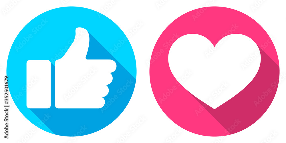 Thumb up and heart icon. Vector like and love icon. Ready like and love button for website and mobile app. Thumb up and heart icon. Vector like and love icon. Ready like and love button for website and mobile app.