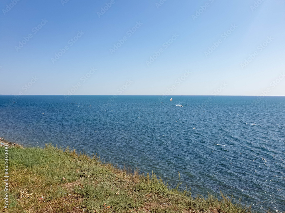 A warm summer morning on the coast of the Black sea. Anapa, Krasnodar region.
