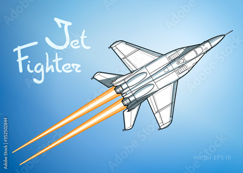 Modern Russian jet fighter aircraft. Vector draw