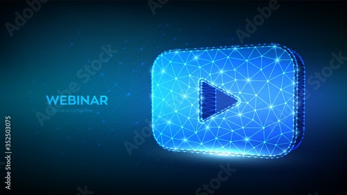 Webinar. Abstract Low Polygonal webinar icon. Internet conference. Web based seminar. Distance Learning. E-learning Training business technology symbol. Vector illustration.