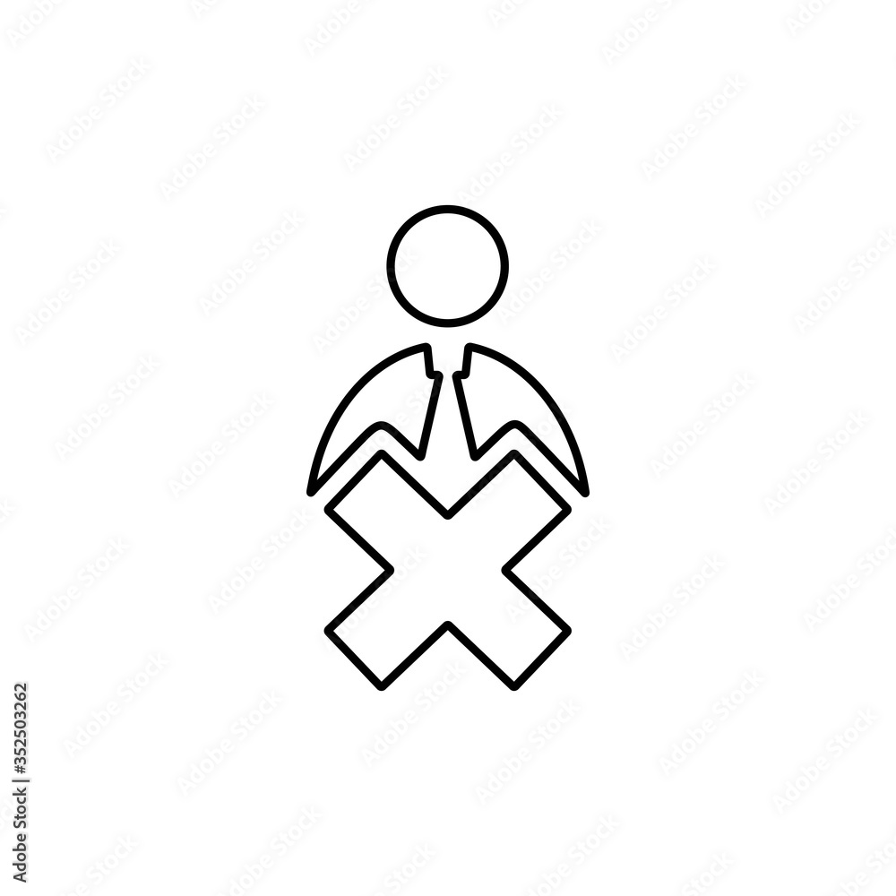 Illustration of employee kicked out of company. Boss firing worker sign. Layoff symbol for modern business concept and web, mobile design. Illustration of employee kicked out of company. Boss firing worker sign. Layoff symbol for modern business concept and web, mobile design.