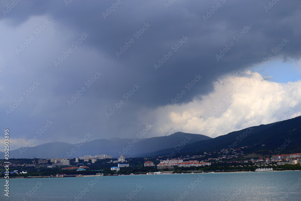 Fototapeta premium Photo of sea landscape with mountains
