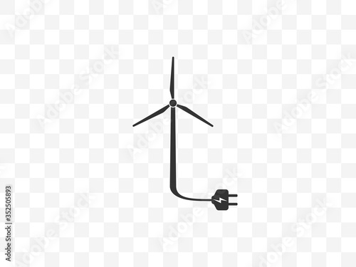 Wind energy, wind turbine icon. Vector illustration, flat design.