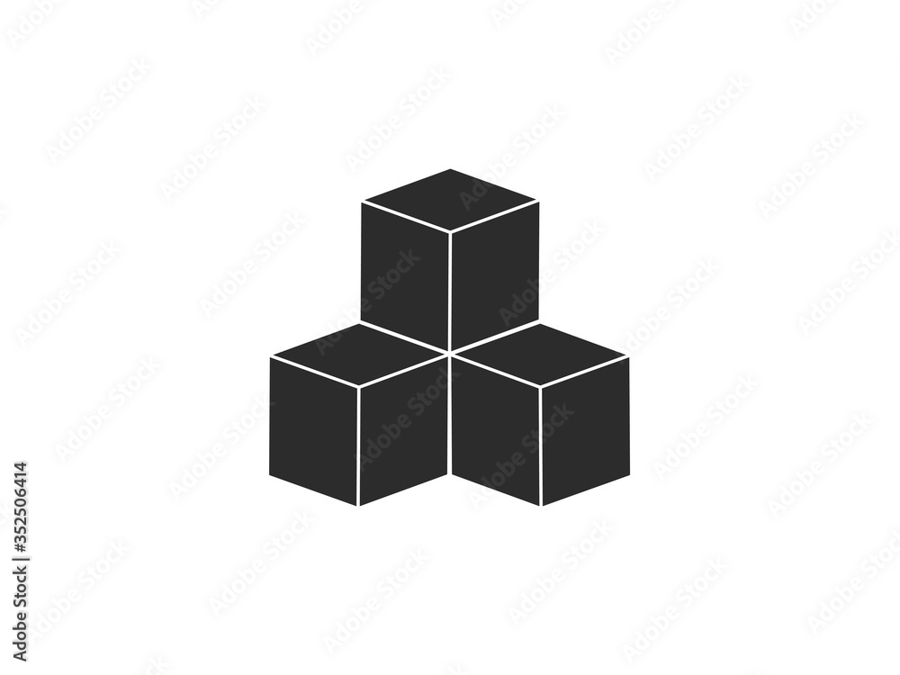 Box, cube icon. Vector illustration, flat design. Box, cube icon. Vector illustration, flat design.