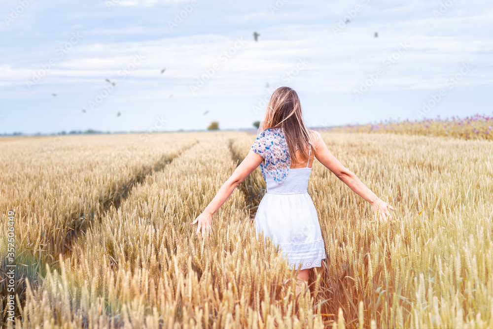 Woman wheat field in nature. Happy people lifestyle. Woman wheat field in nature. Happy people lifestyle.