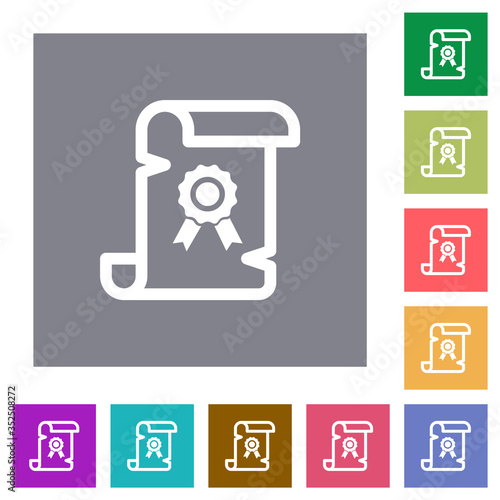 Old certificate square flat icons