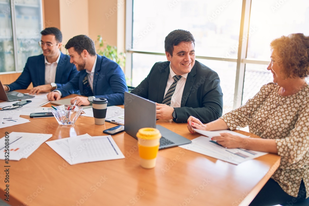 Business lawyers workers meeting at law firm office. Professional executive partners working on finance strategry at the workplace Business lawyers workers meeting at law firm office. Professional executive partners working on finance strategry at the workplace