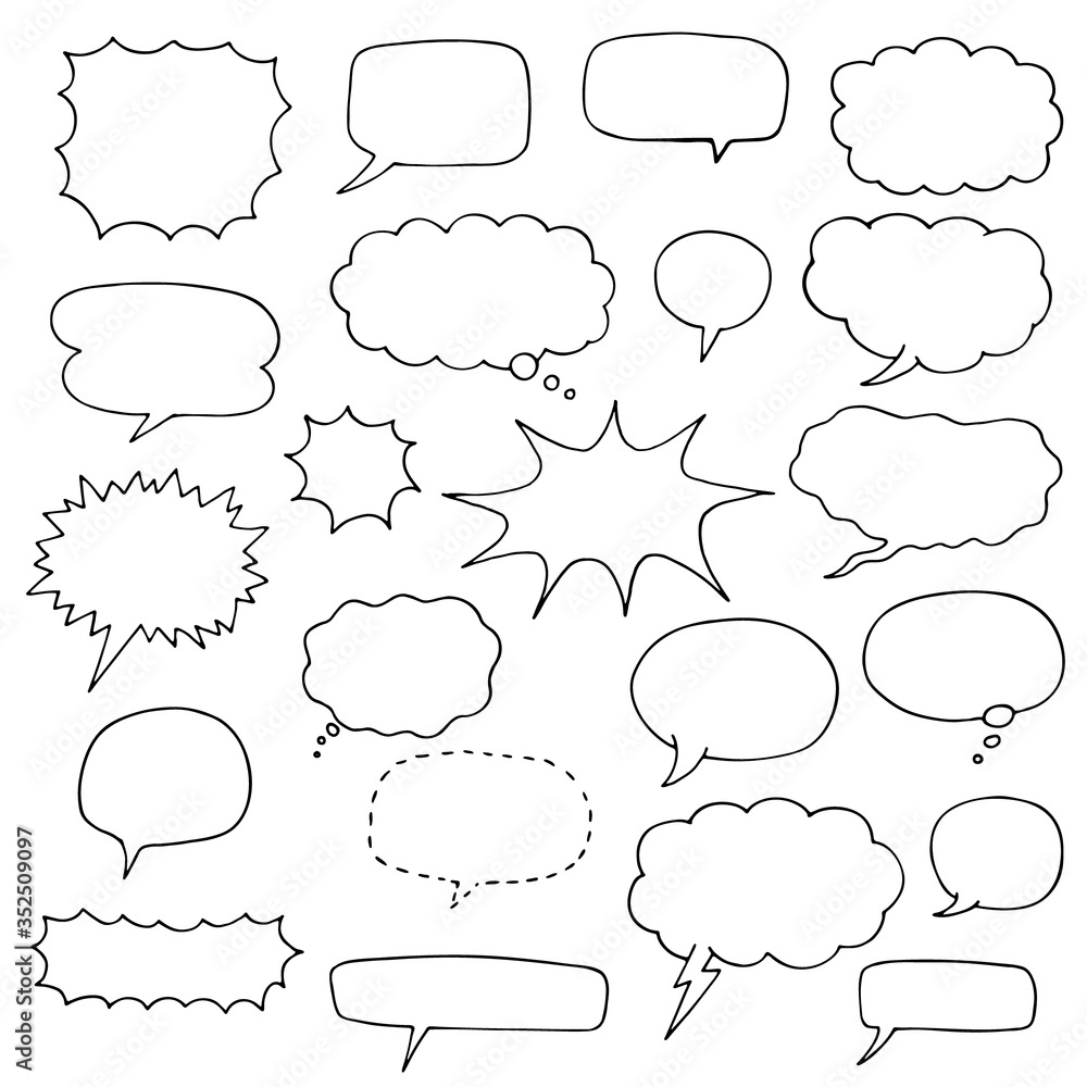 Fototapeta premium set of speech bubble doodles. collection of comic elements