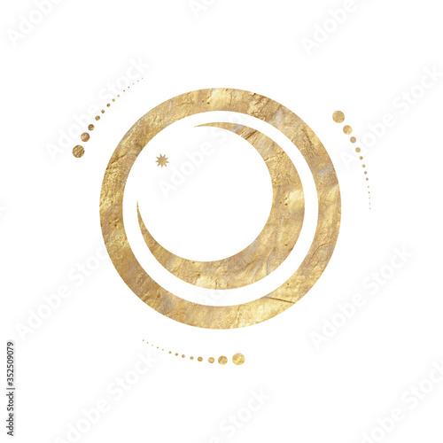 chic golden luxurious retro vintage engraving style. image of the sun and moon phases. culture of occultism. Vector graphics