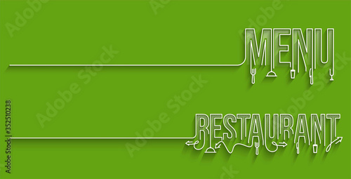 Menu and Restaurant Calligraphic line art Text banner poster vector illustration Design.