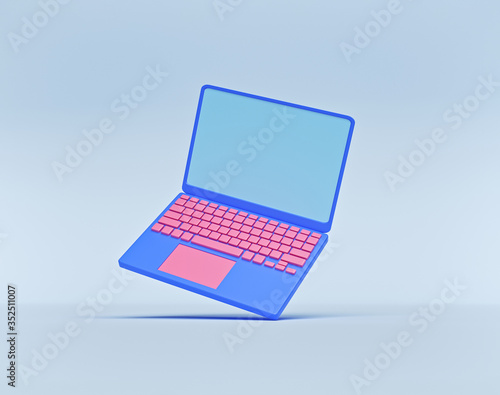 laptop isolated. minimal icon, symbol. technology concept. 3d rendering photo