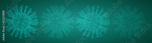 vector set of 3d models of corono virus and bacteria on a colored background
