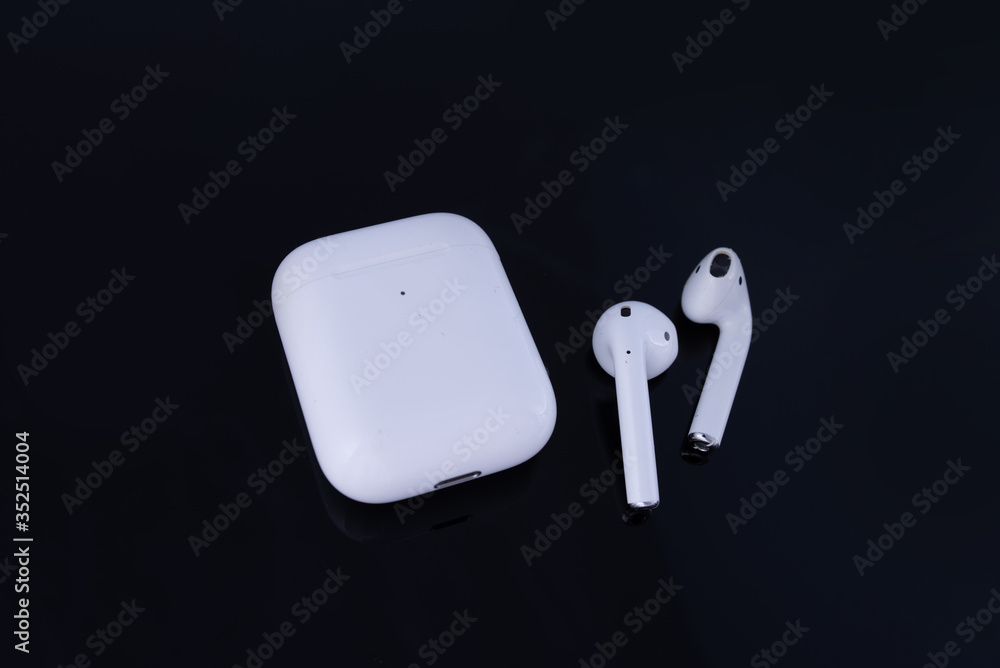 NEW YORK, USA - MAY 19, 2020: Apple AirPods Pro isolated on black  background Stock Photo | Adobe Stock