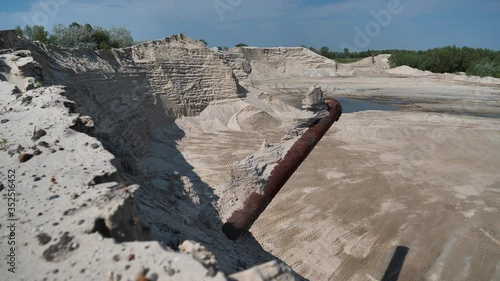 Tilt wiew of sand quarry and hydraulic fill photo