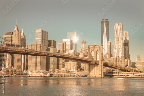 Vintage Famous Skyline of downtown New York City at early morning light © Taiga