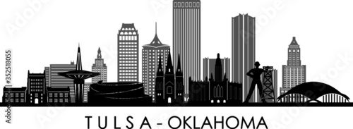 TULSA City Oklahoma Skyline Silhouette Cityscape Vector photo